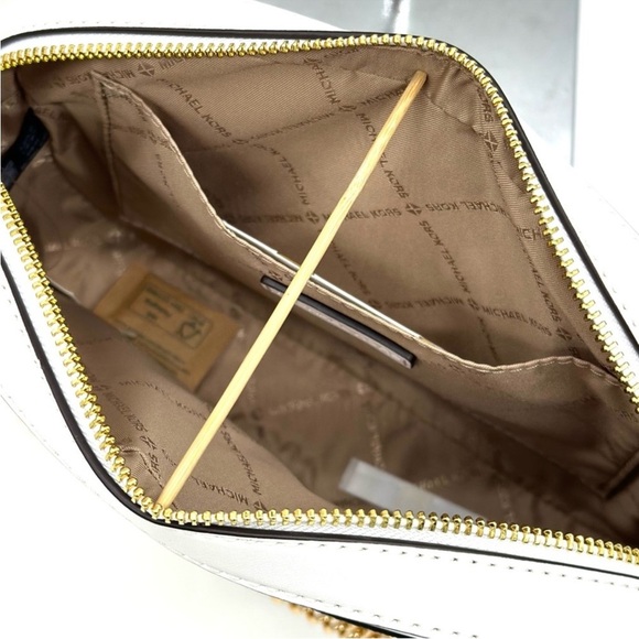 Michael Kors Large EW Zip Chain Xbody Crossbody Bag Optic White Multi - Picture 7 of 11
